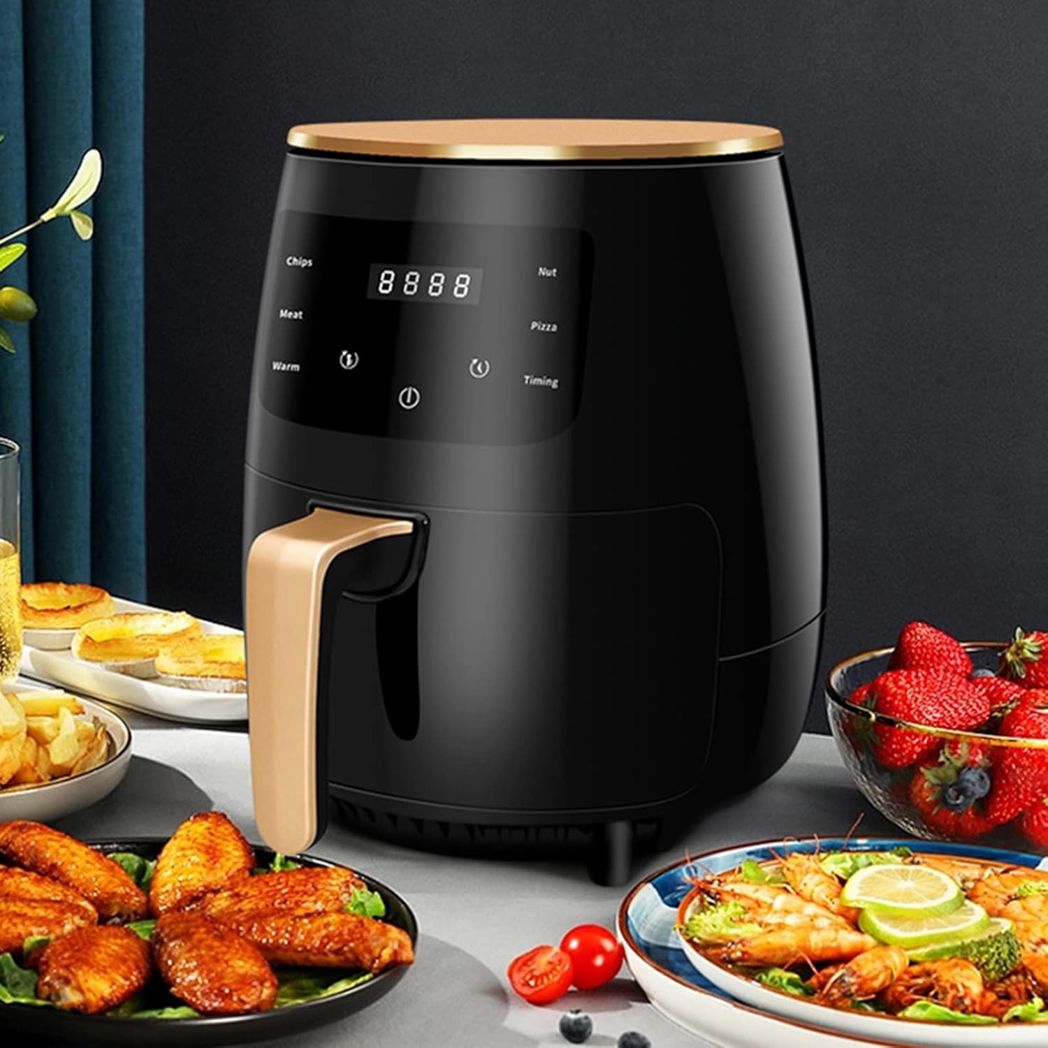 Friteuza cu Aer Cald 6L, 2400W – Air Fryer cu Control Tactil LCD si Afisaj Digital