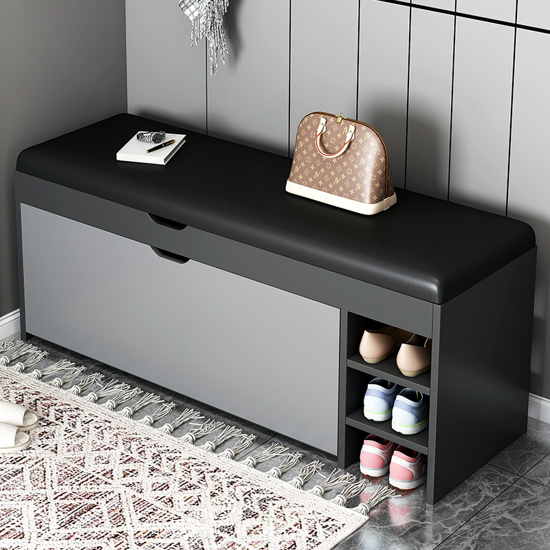 Dulap pentru Pantofi Tip Bancheta, 100 x 34 x 51 cm, Maro/Alb/Gri