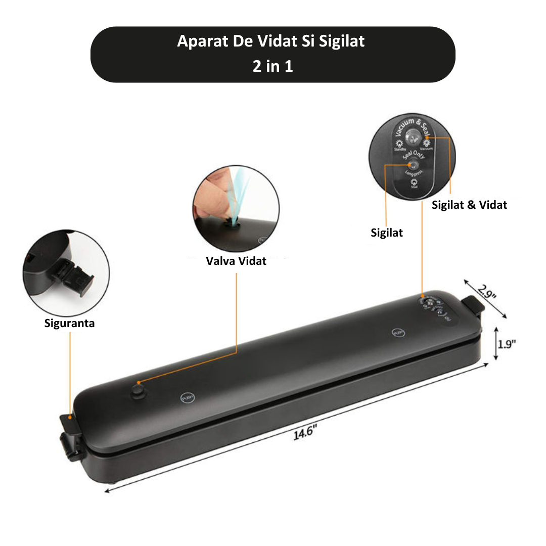 Aparat de Vidat Si Sigilat cu 10 Pungi Incluse