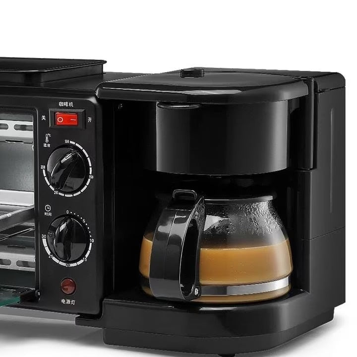 Aparat Mic Dejun Electric, Multifunctional 3 in 1, Cuptor 9L, Grill, Aparat De Cafea, Capac Inclus