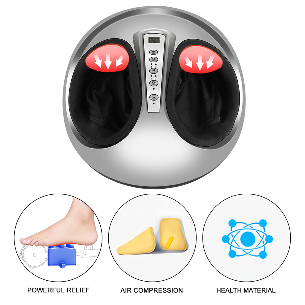 Aparat de masaj Shiatsu pentru picioare, afisaj LED, compresie aer cu incălzire, 3 Niveluri, ameliorarea durerii și tensiunii, picioare obosite, relaxarea mușchilor