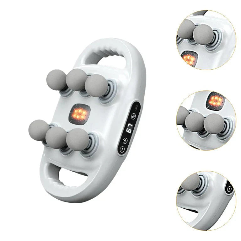 Aparat de masaj cu 6 capete, functionare silentioasa, ecran LED, alb