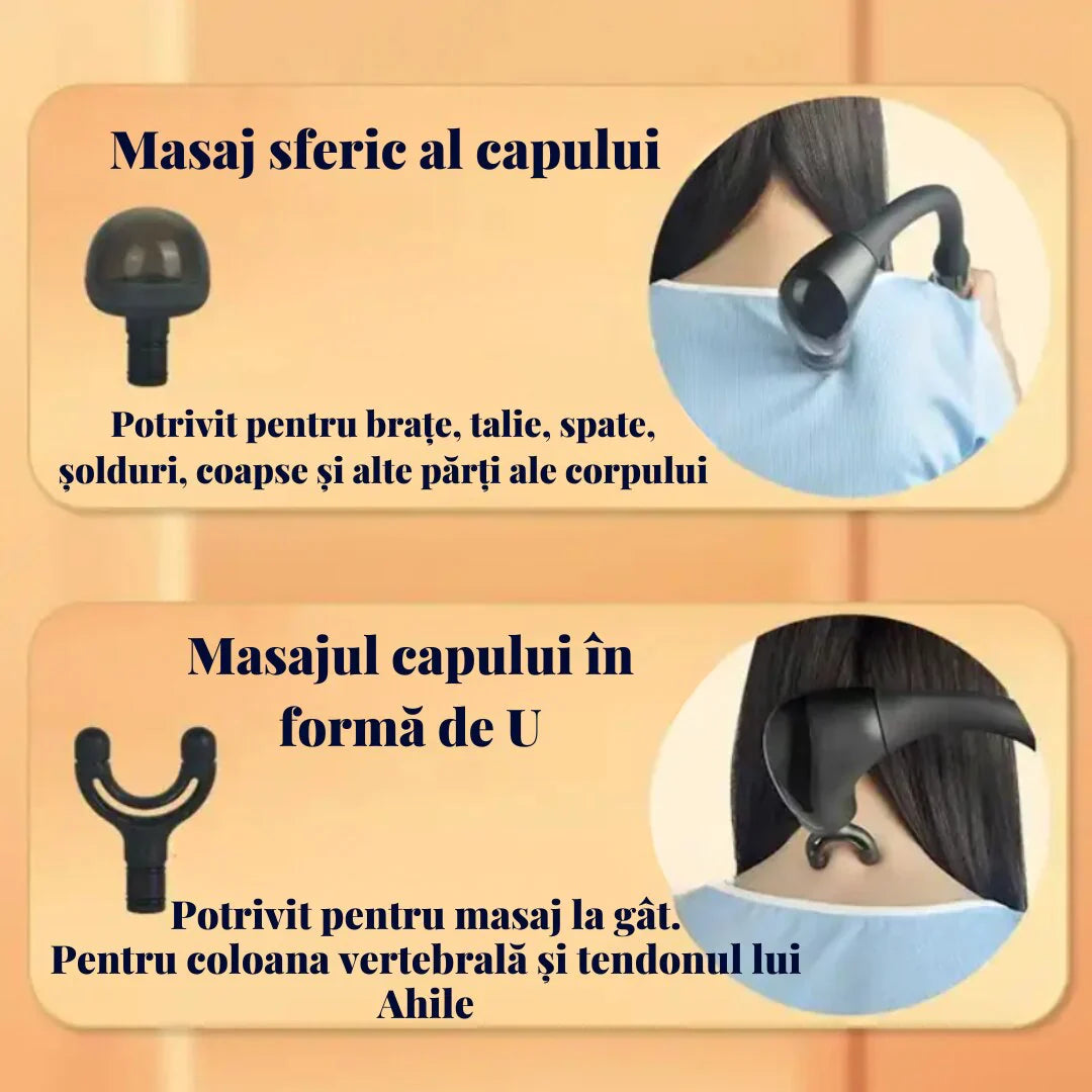 Aparat de masaj profesional flexibil forma L, 5 Viteze, 4 Capete