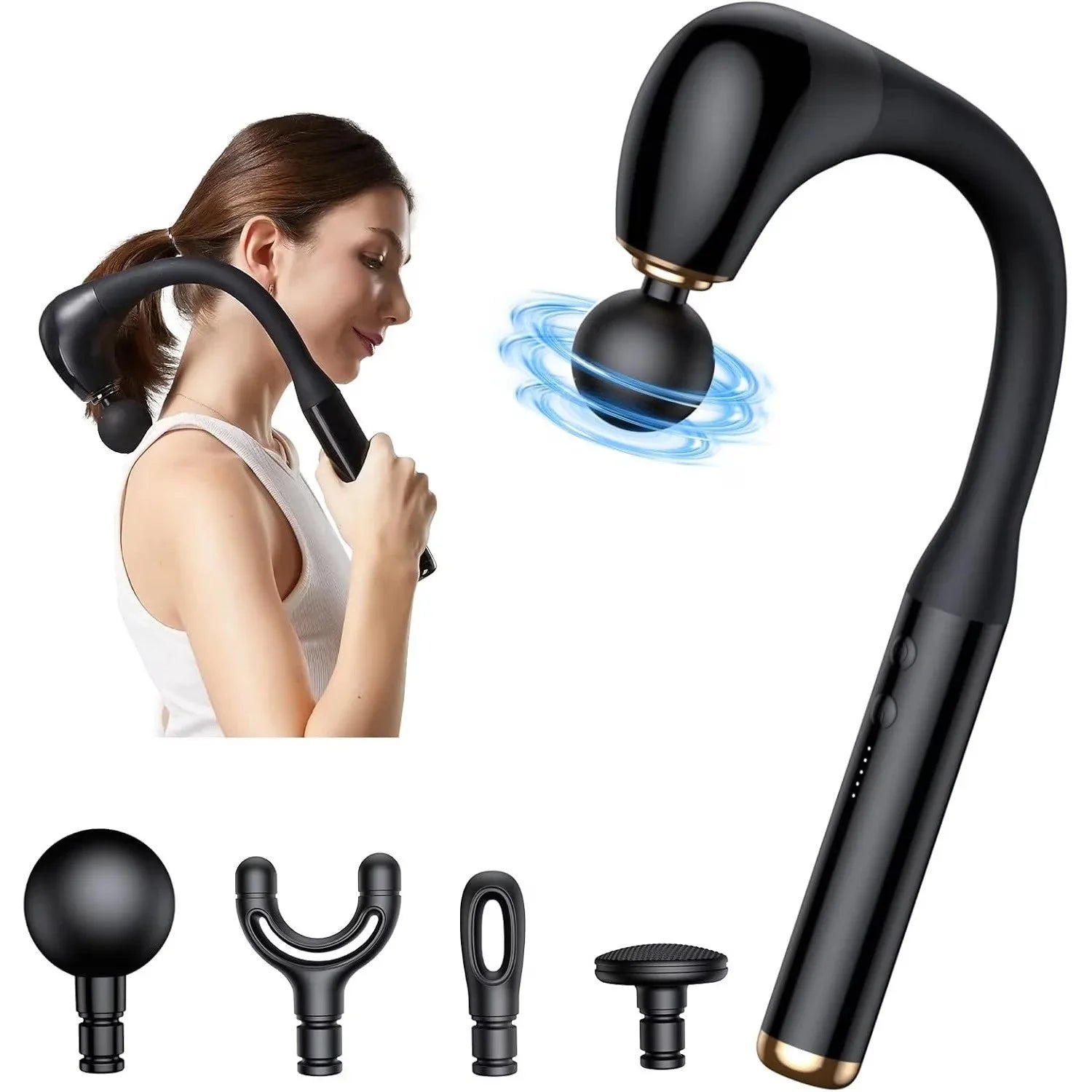 Aparat de masaj profesional flexibil forma L, 5 Viteze, 4 Capete