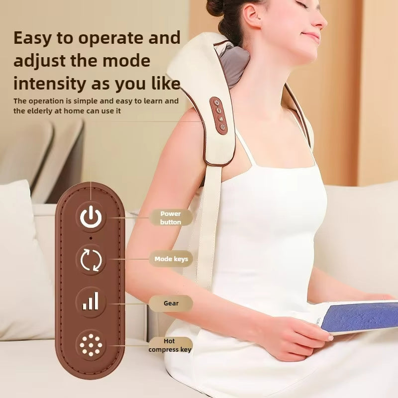 Aparat de masaj cervical 6D cu incalzire si vibromasaj, 3 intensitati, 2 moduri, silentios 45 dB, maro
