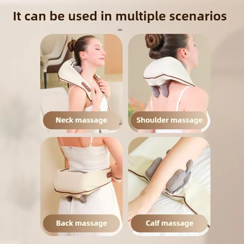 Aparat de masaj cervical 6D cu incalzire si vibromasaj, 3 intensitati, 2 moduri, silentios 45 dB, maro