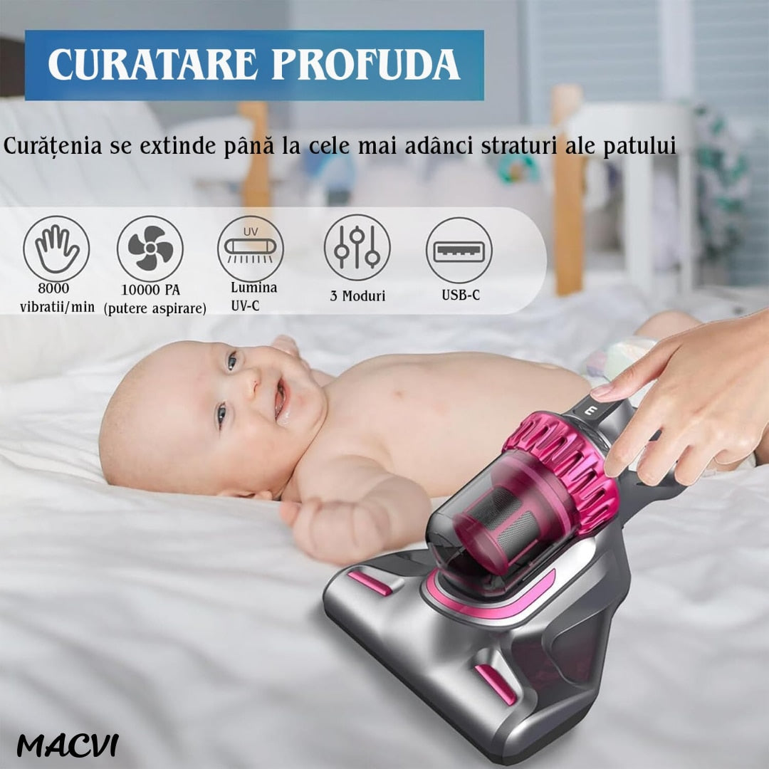 Aspirator multifunctional fara fir 4 in 1 pentru indepartarea acarienilor, curatare saltele si tapiterie de masina