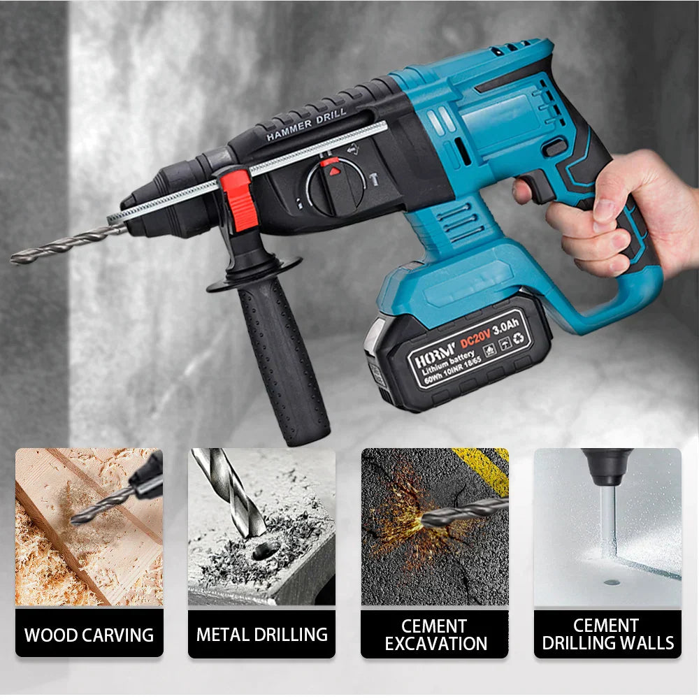 Bormasina cu Percutie Fara Fir Brushless 1850W, 2 Acumulatori 18V, 2580 rpm, Ciocan Rotopercutor SDS Plus