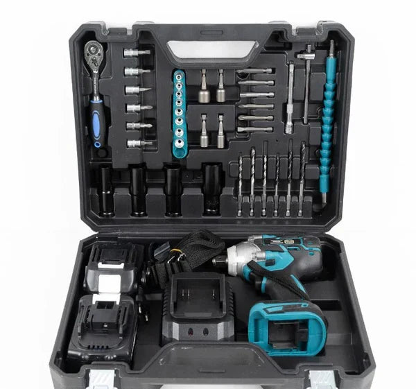 Cheie de Impact- Masina de Insurubat Leihmann, 550Nm, 43 de Accesorii, 2 Acumulatori 48V si Valiza de transport inclusa