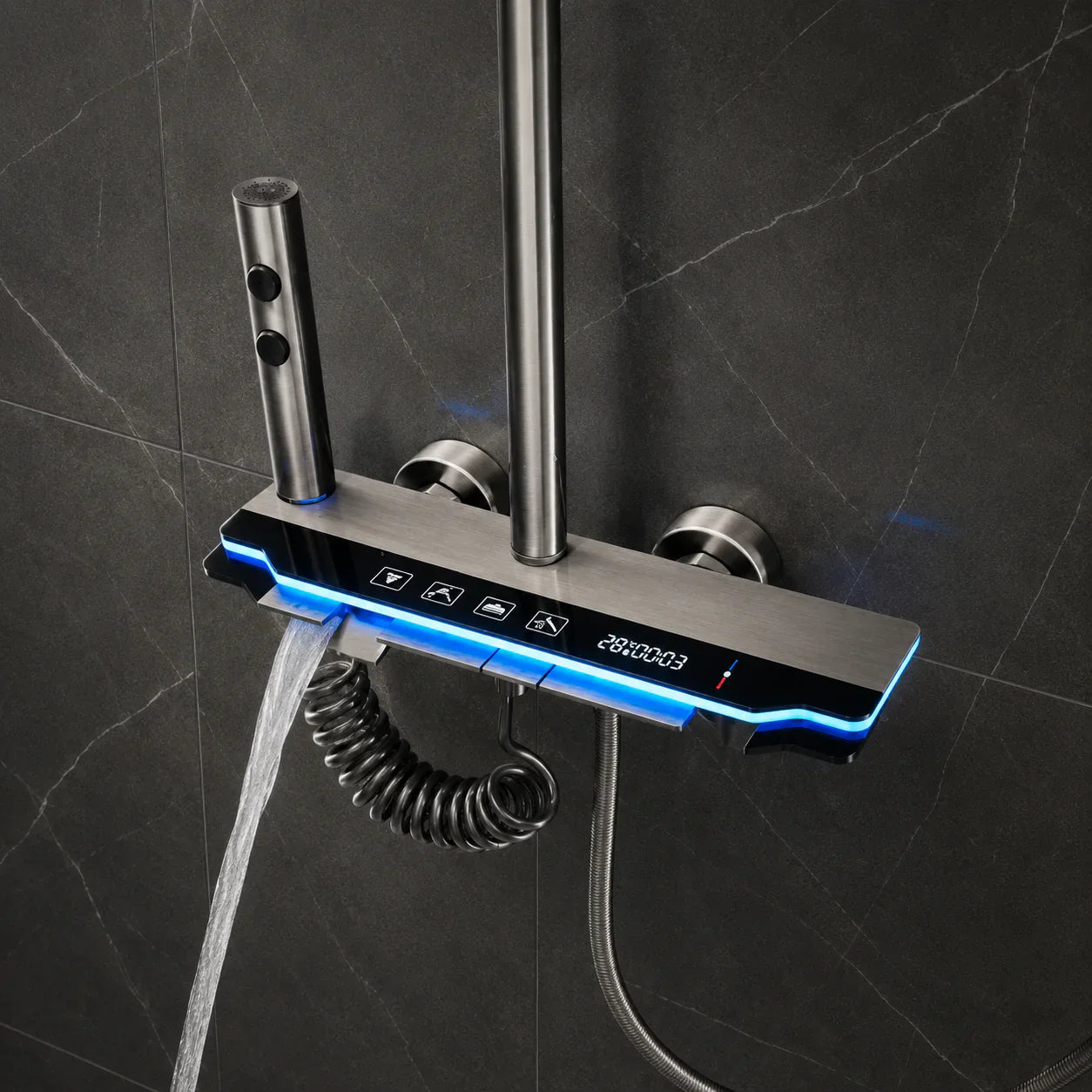 Coloana Dus Crom Sistem Dus Complet cu Baterie Mixta Termostatica