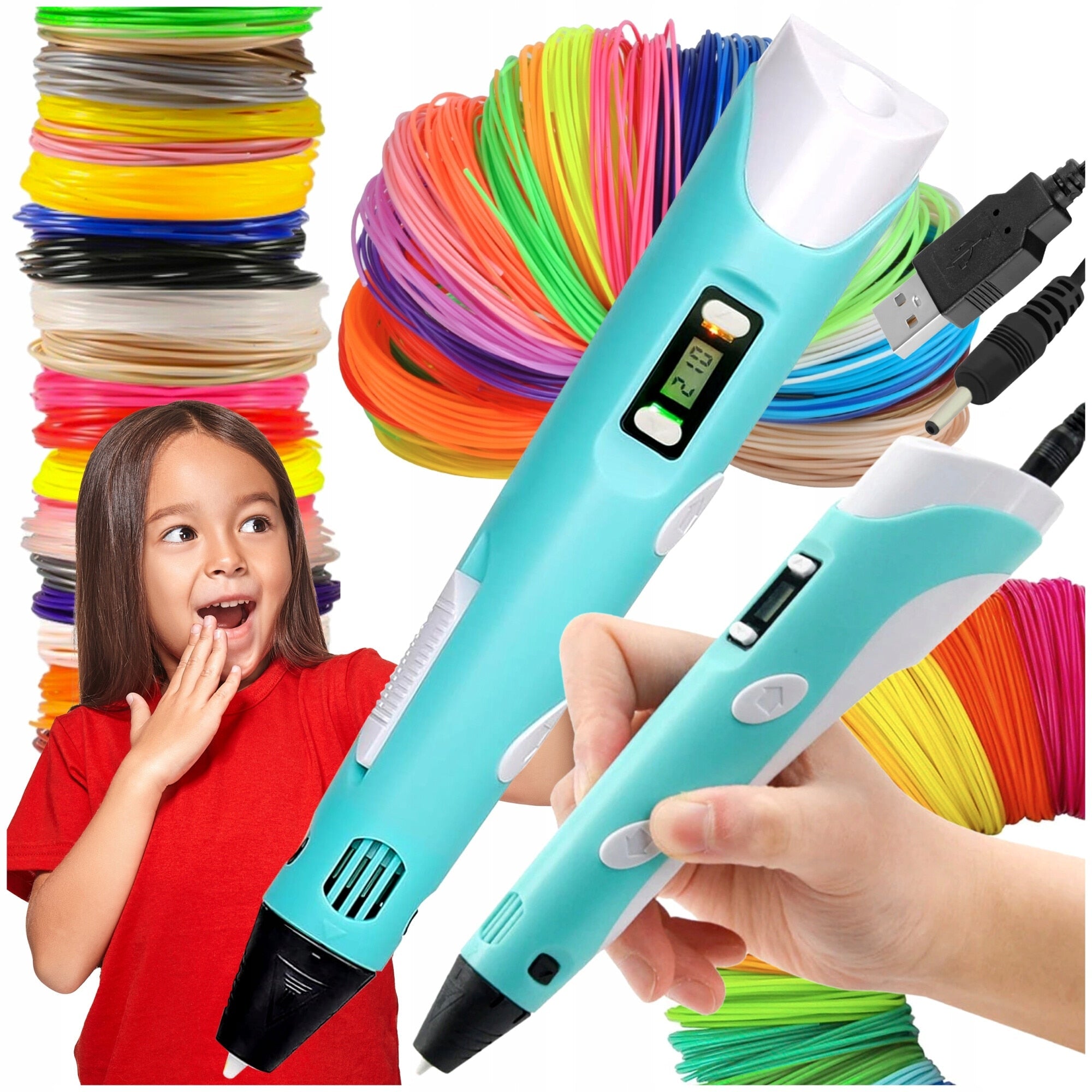 Creion pentru Desenat In Spatiu 3D, Pentru Incepatori, Cu Afisaj Si Filamente Multicolore