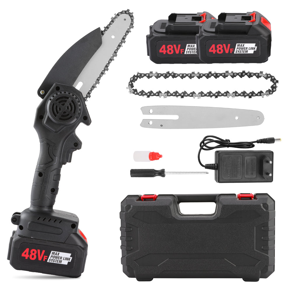 Drujba Fierastrau cu lant,fara fir,2 lama 6 inch,portabil,cu 2 acumulatori 36V+2 lanturi