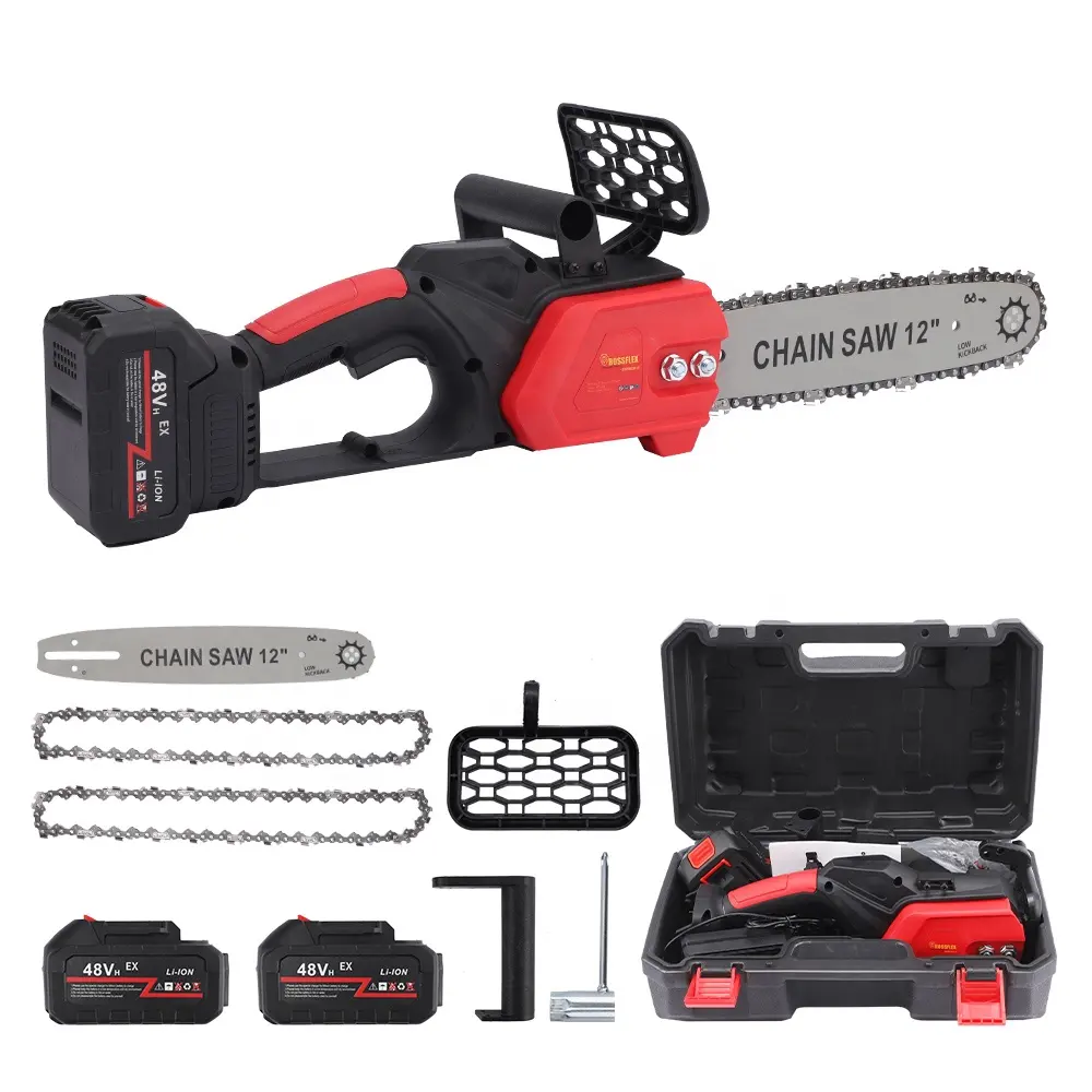 Drujba electrica cu lant 12 inch, cu 2 Acumulatori, 48V, Lithium, 4800rpm, 305mm