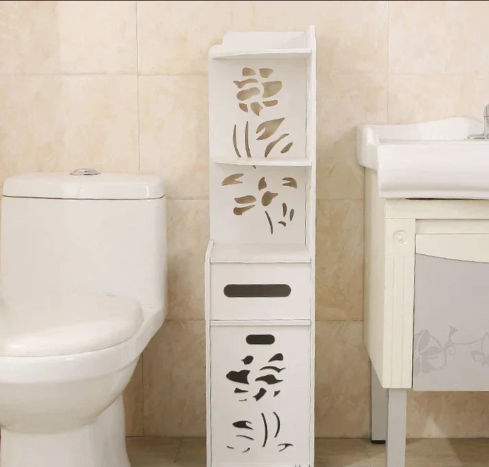 Dulap vertical de colt pentru baie, finisaje moderne,100 x 24 x24 cm alb