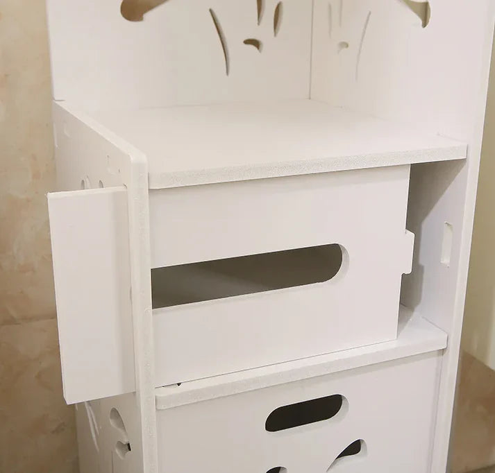 Dulap vertical de colt pentru baie, finisaje moderne,100 x 24 x24 cm alb