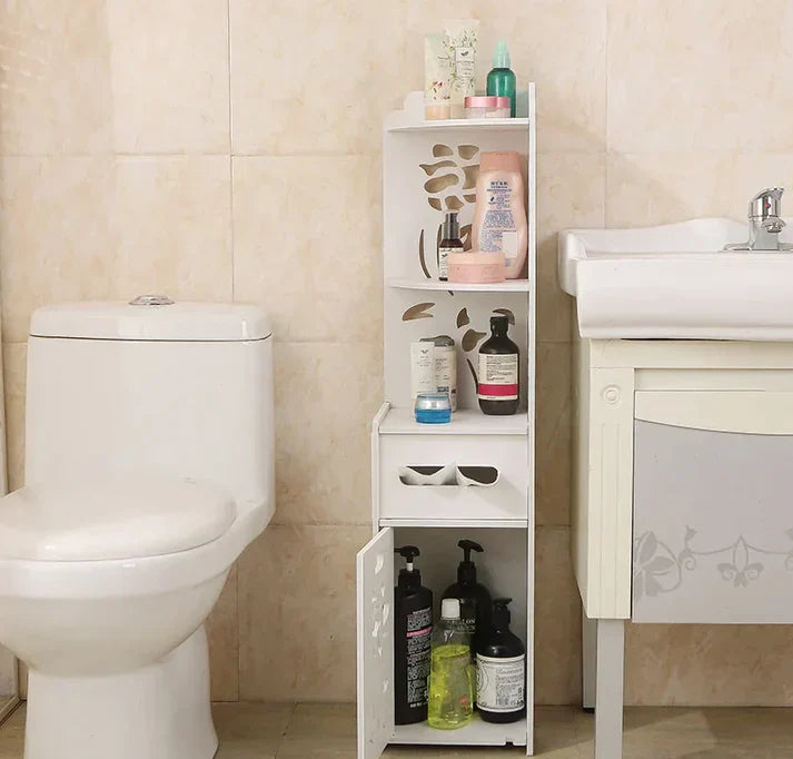 Dulap vertical de colt pentru baie, finisaje moderne,100 x 24 x24 cm alb