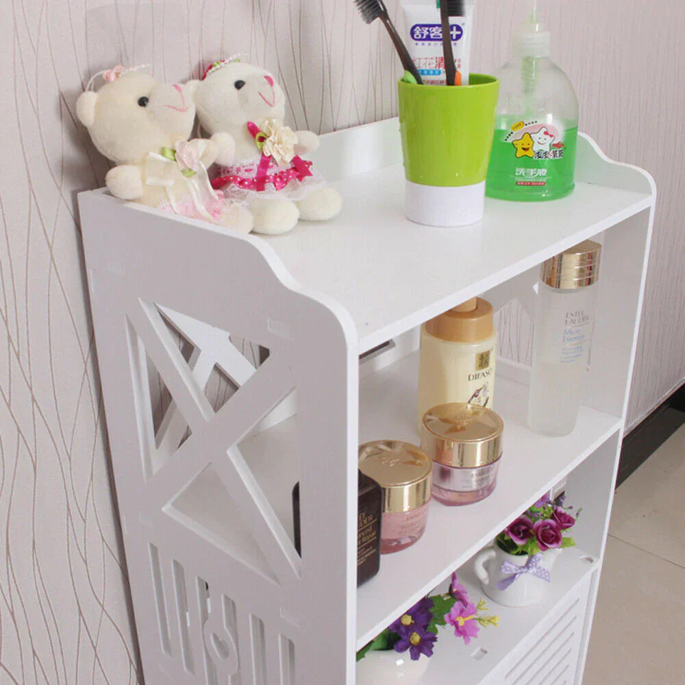 Dulap pentru baie din PVC cu 3 polite de depozitare, alb, 90 cm x 40 cm x 25 cm
