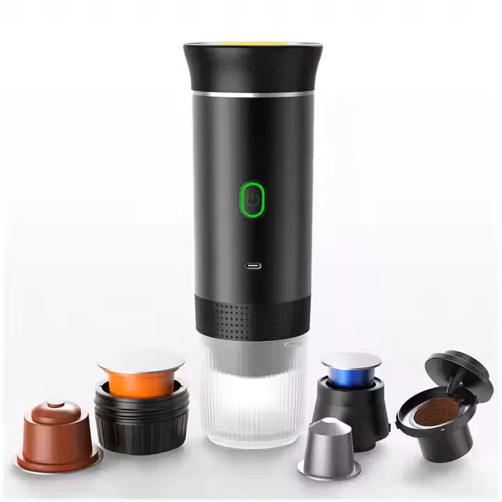 Espressor Portabil 3 in 1 Capsule si Cafea Macinata, USB Reincarcabil, 20BAR, 60ml