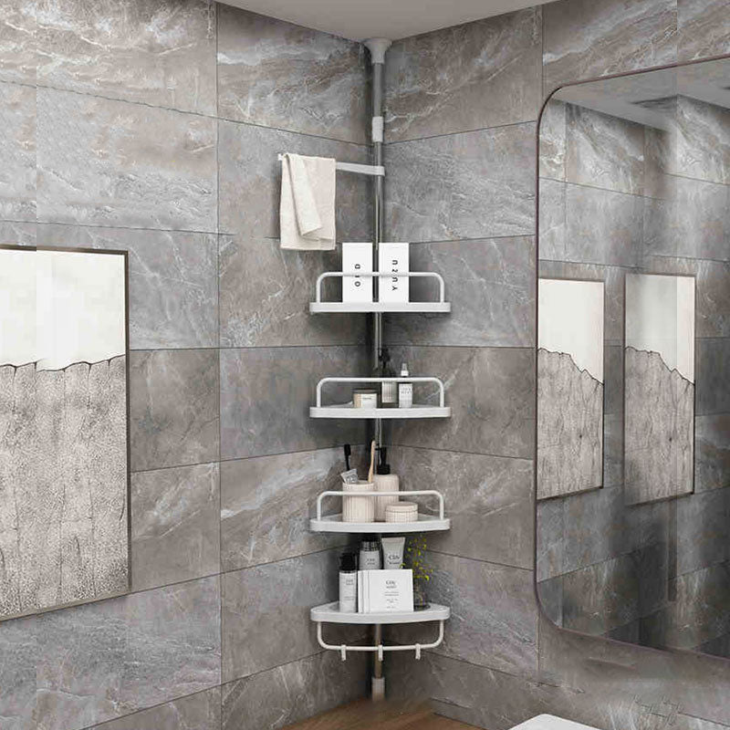 Etajera colt pentru baie si dus, 4 rafturi, inaltime reglabila 320 cm, montare pe colt