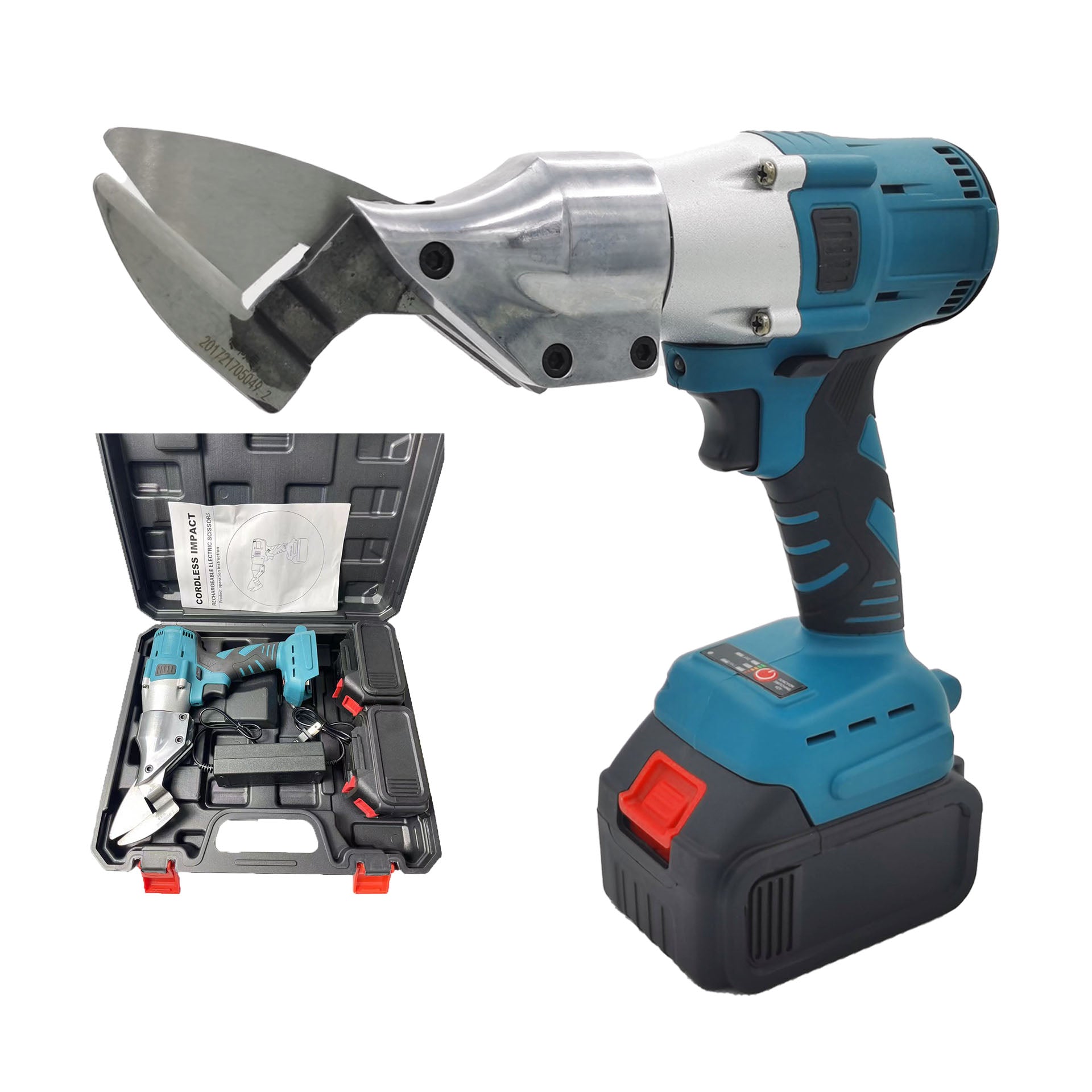 Foarfeca electrica de taiat tabla cu 2 acumulatori 2 Ah, 48V, Blitz Power