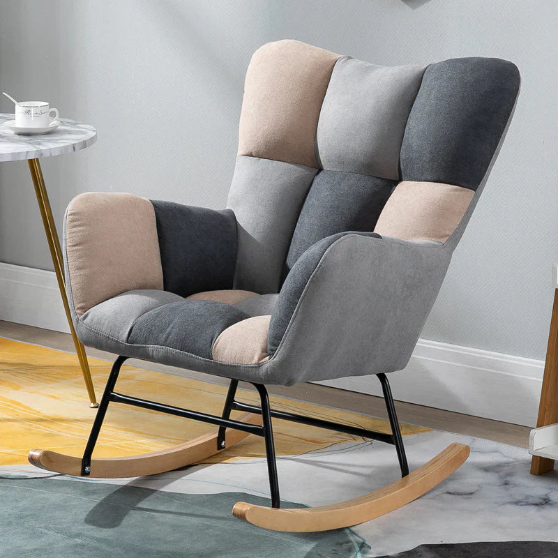 Fotoliu balansoar pentru relaxare cu material catifelat si cadru metalic