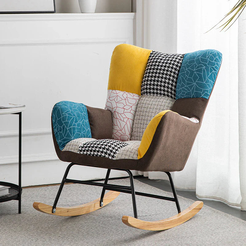 Fotoliu balansoar pentru relaxare cu material catifelat si cadru metalic