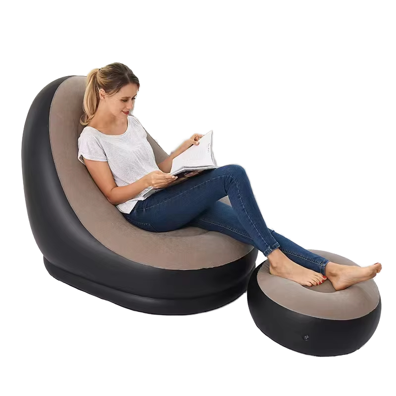Fotoliu premium confortabil, cu suport pentru picioare, invelis catifelat