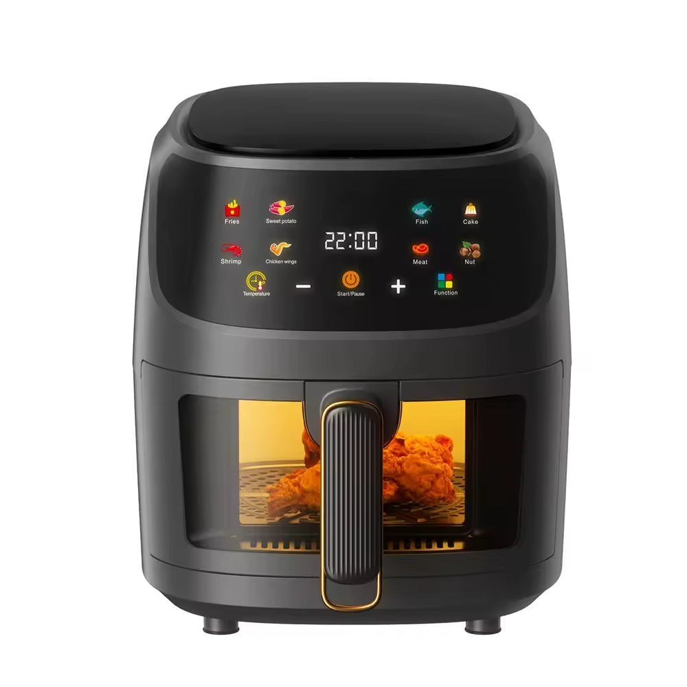 Friteuza cu aer cald, Air Fryer 8L, 2400 W, afisaj digital LCD color, Touch control, otel inoxidabil