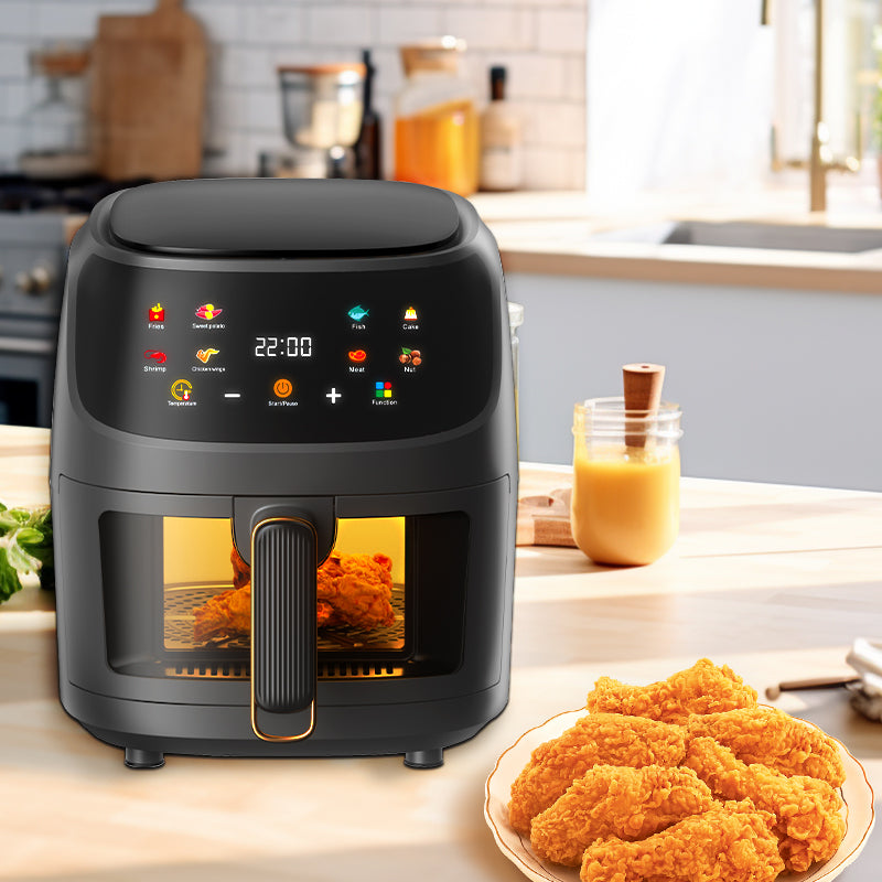 Friteuza cu aer cald, Air Fryer 8L, 2400 W, afisaj digital LCD color, Touch control, otel inoxidabil
