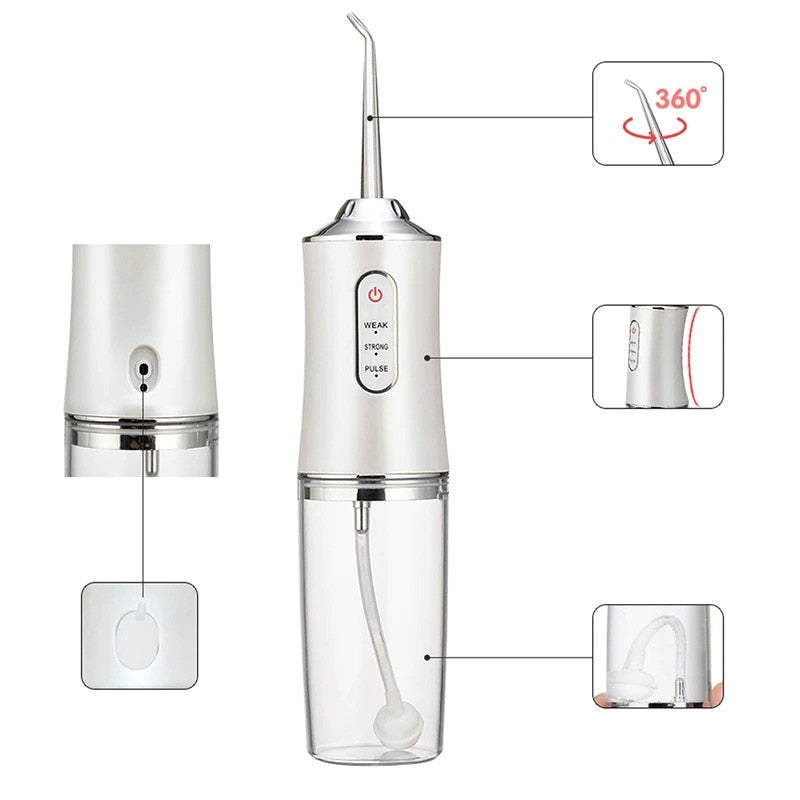 Irigator Bucal si Oral Profesional cu 4 Capete Curatare, 3 Moduri de Lucru, Portabil, Rezervor 220 ml