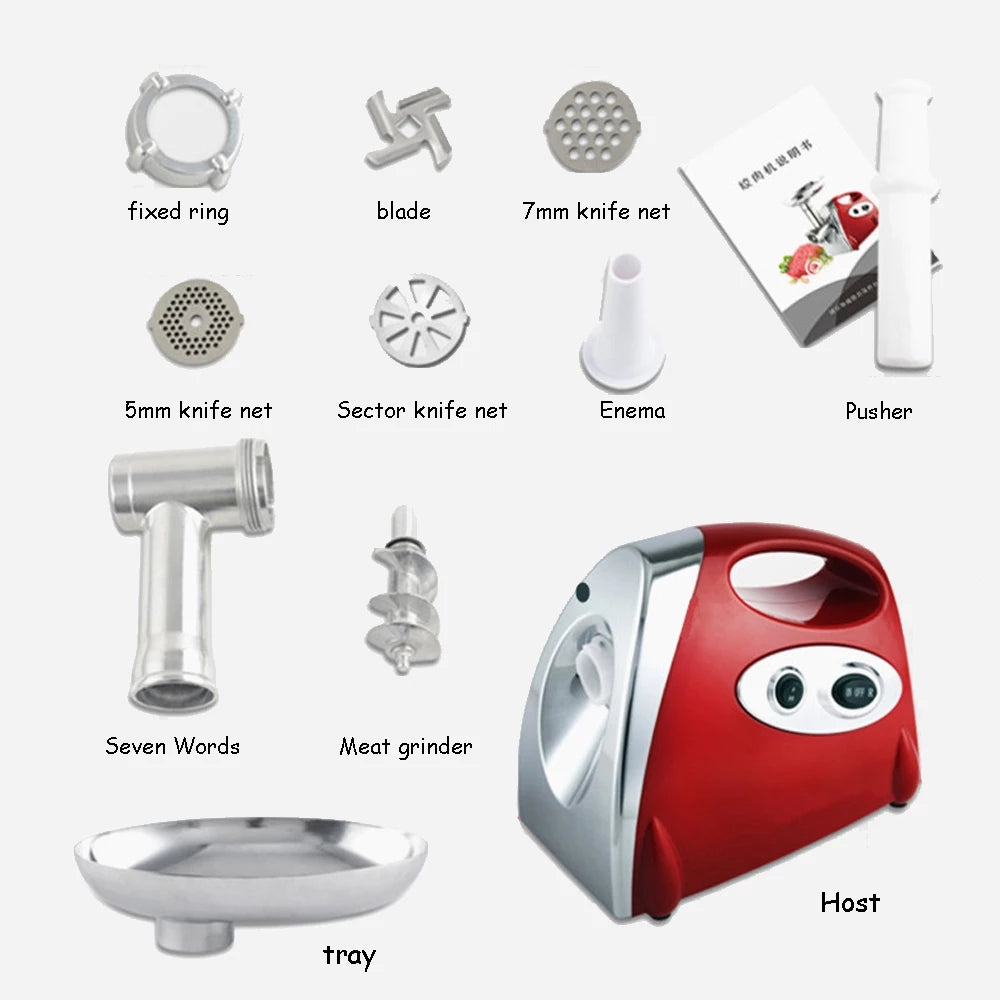 Masina de Tocat Carne 3500W cu Accesorii , Carnati si Chiftele, 3 Site din Inox, Functia Revers si Motor din Cupru