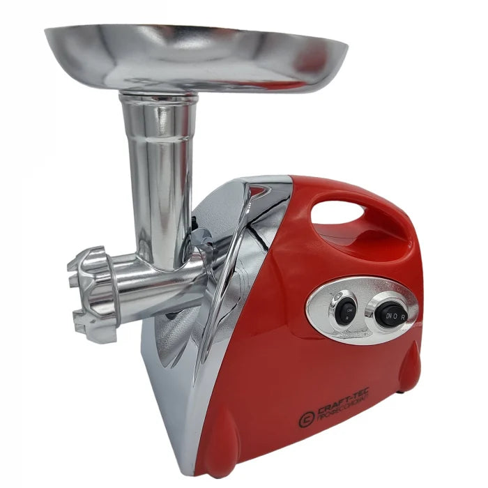 Masina de tocat carne Craft-Tec 3800W, Accesorii rosii, carnati, chiftele, 3 site, functia revers, motor cupru