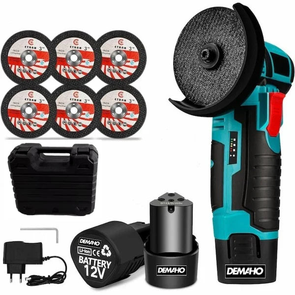 Mini Polizor Unghiular Flex Electric cu 2 acumulatori, 6 discuri, Portabil, 48V, 76MM