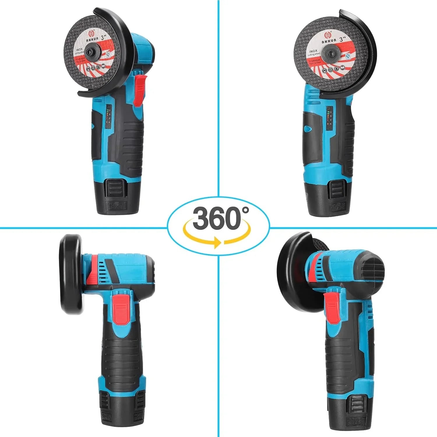 Mini Polizor Unghiular Flex Electric cu 2 acumulatori, 6 discuri, Portabil, 48V, 76MM