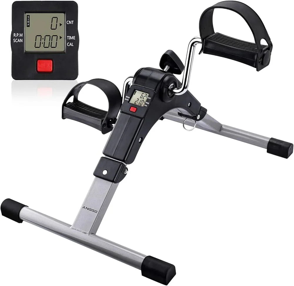Mini bicicleta de antrenament pentru maini si picioare, inaltime reglabila, afisaj LCD, 100kg, negru