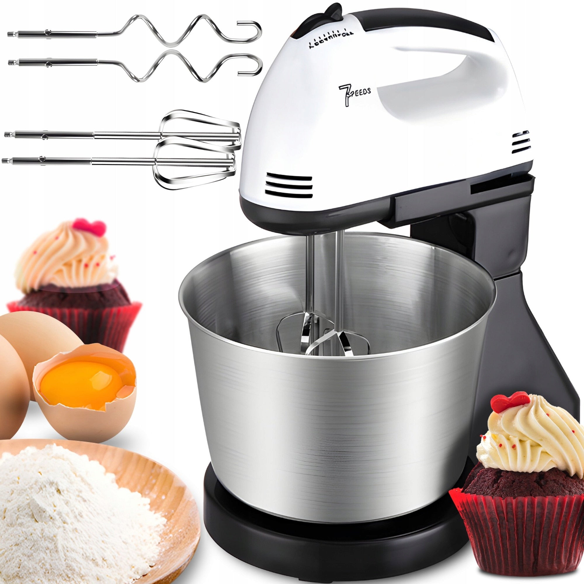 Mixer cu bol din inox, putere 350 W, 2L, inox, 7 trepte de Viteze