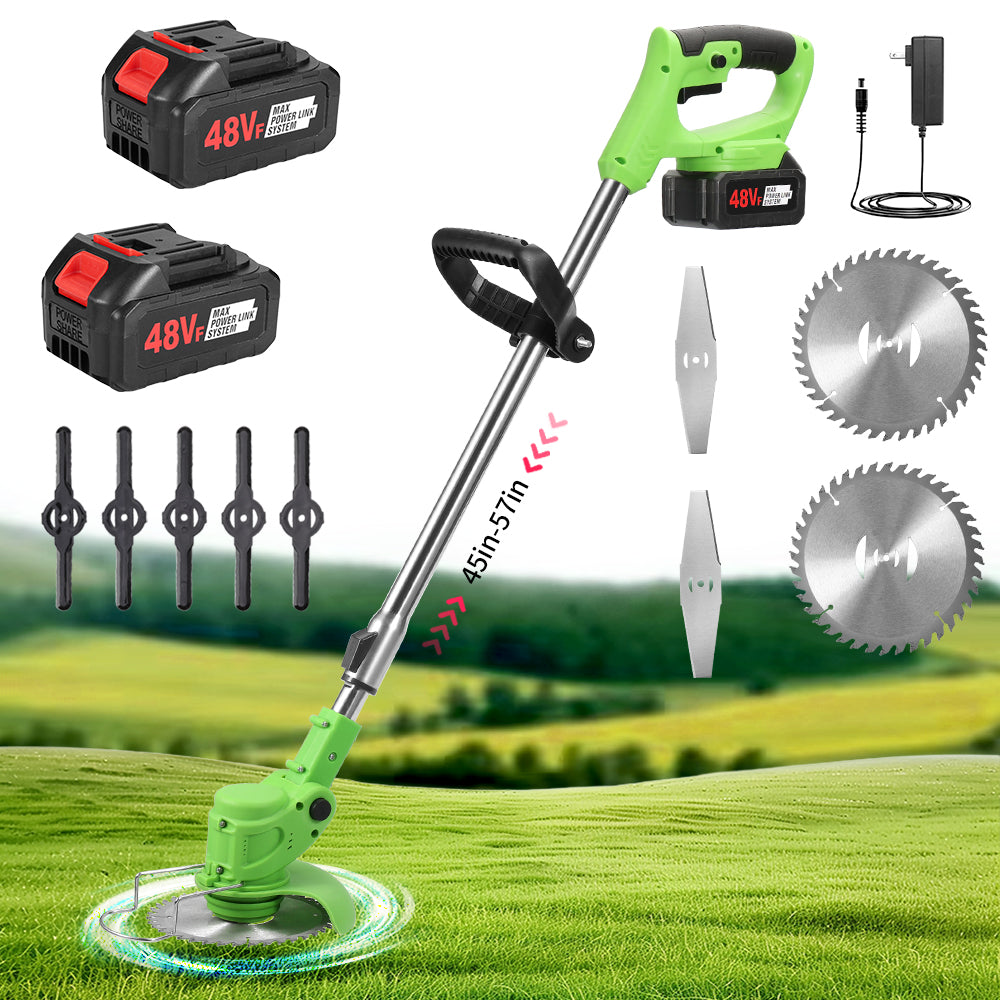 Motocoasa electrica 48V, 4000 mAh, 18000 RPM, cu 2 acumulatori