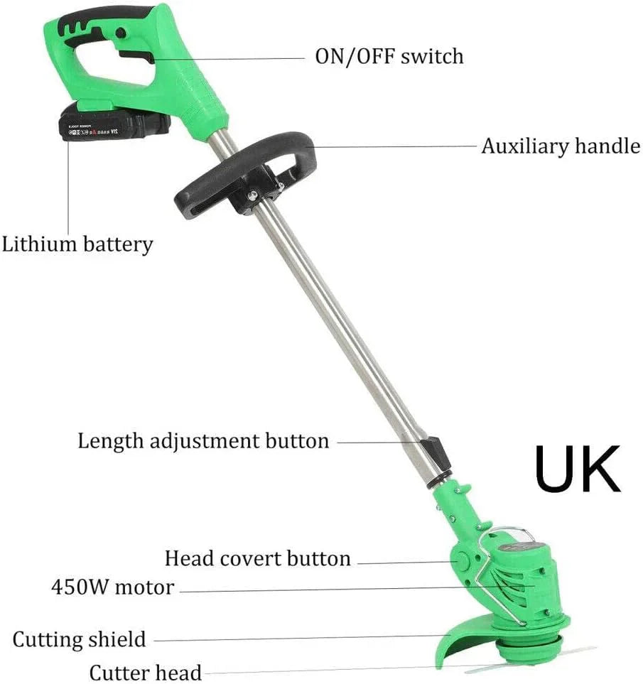 Motocoasa electrica 48V, 4000 mAh, 18000 RPM, cu 2 acumulatori