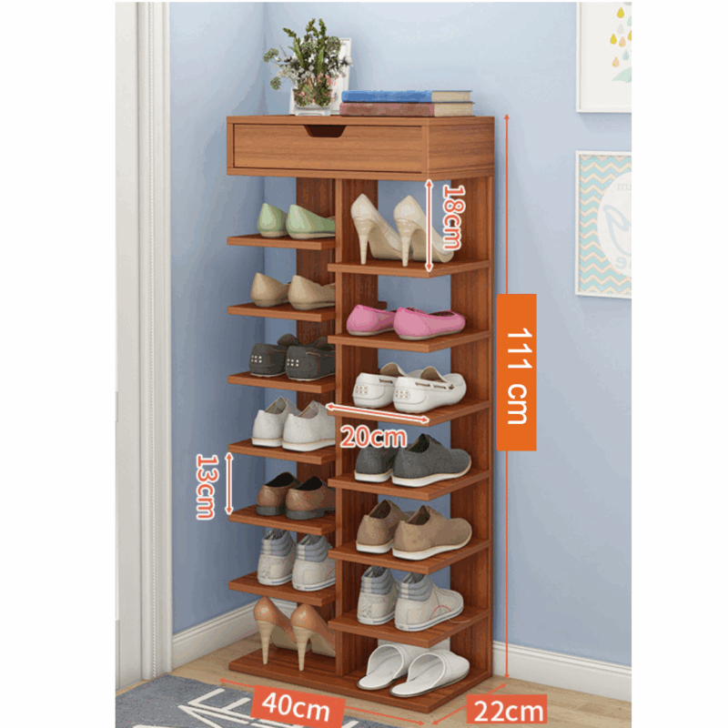 Pantofar cu 7 Etaje din PAL - Organizator Pantofi Elegant, Culoare Lemn , Maro