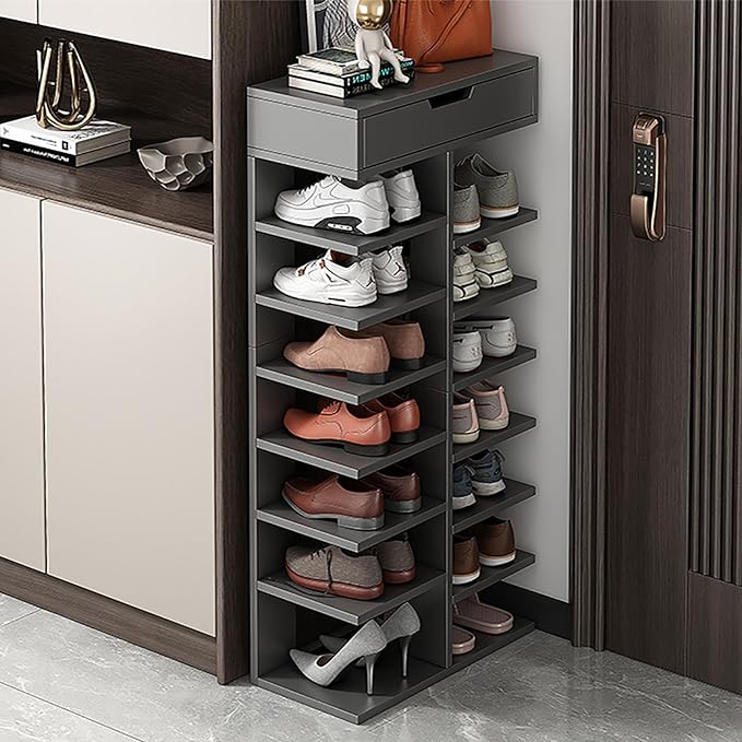 Pantofar dublu spatios, cu 7 etaje, elegant si versatil, gri