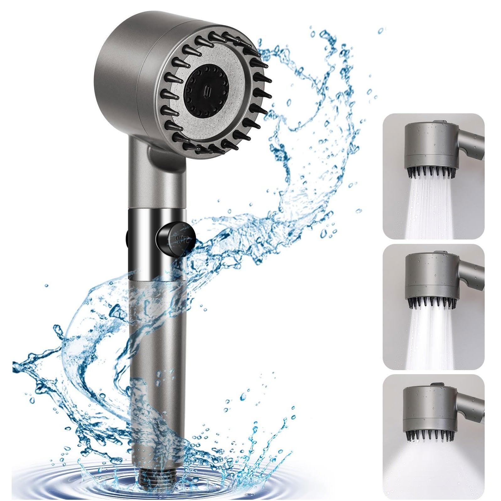 Para de dus de inalta presiune, 3 functii diferite si perie atasata