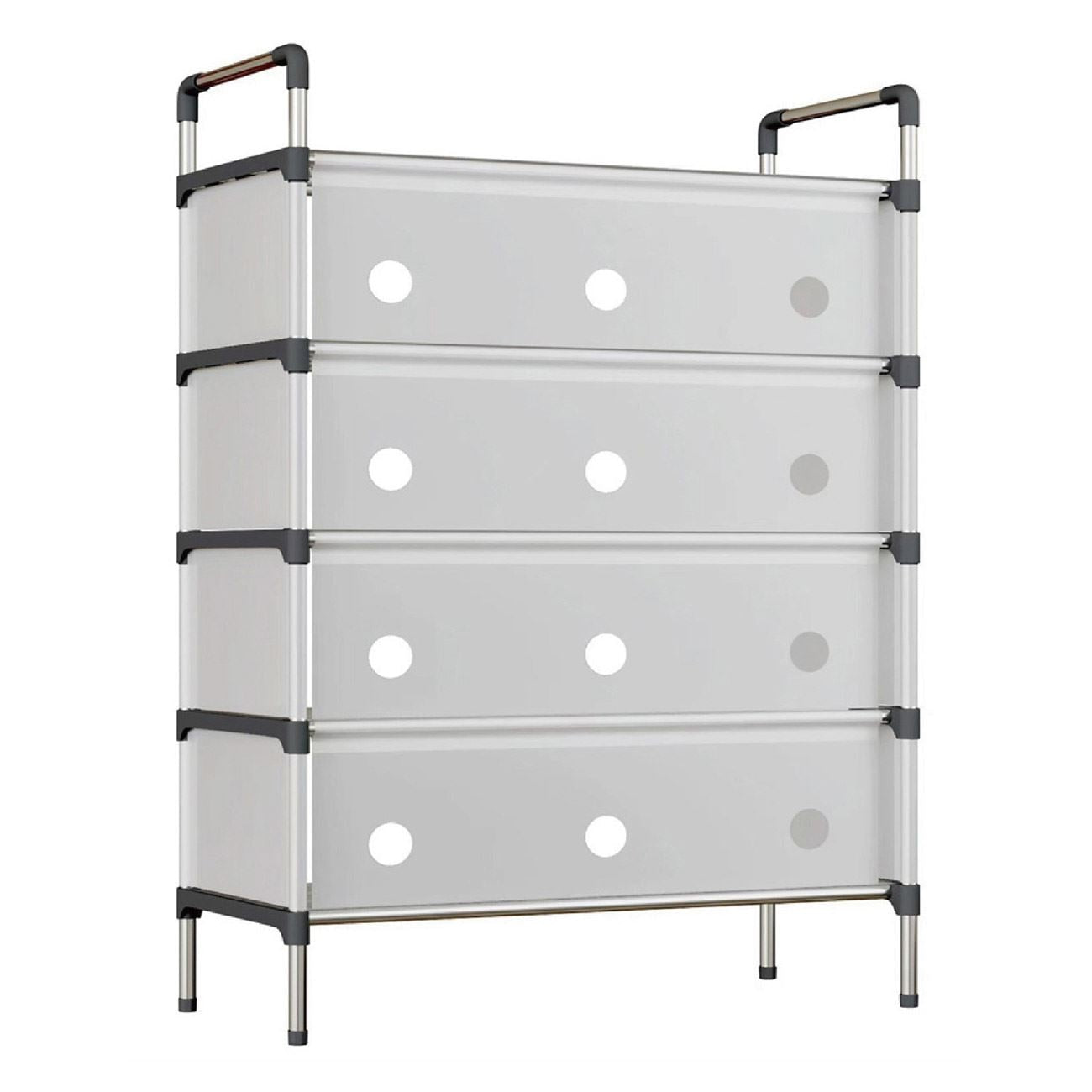 Raft pliabil pentru pantofi cu 4 Niveluri, design modern, stabil și multifuncțional – Alb, 56x28x80 cm