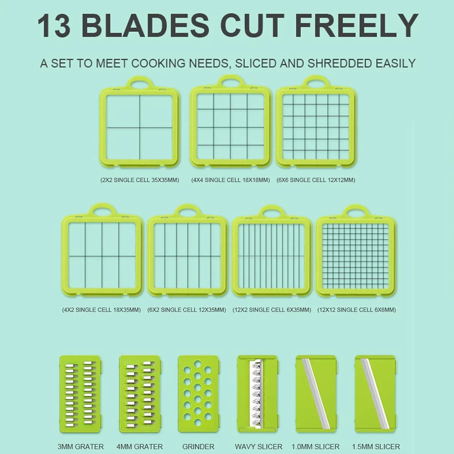 Razatoare multifunctionala pentru fructe si legume, 22 piese, lame din otel inoxidabil