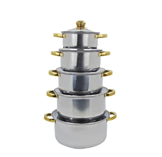 Set de oale din inox cu 10 piese, capace din sticla