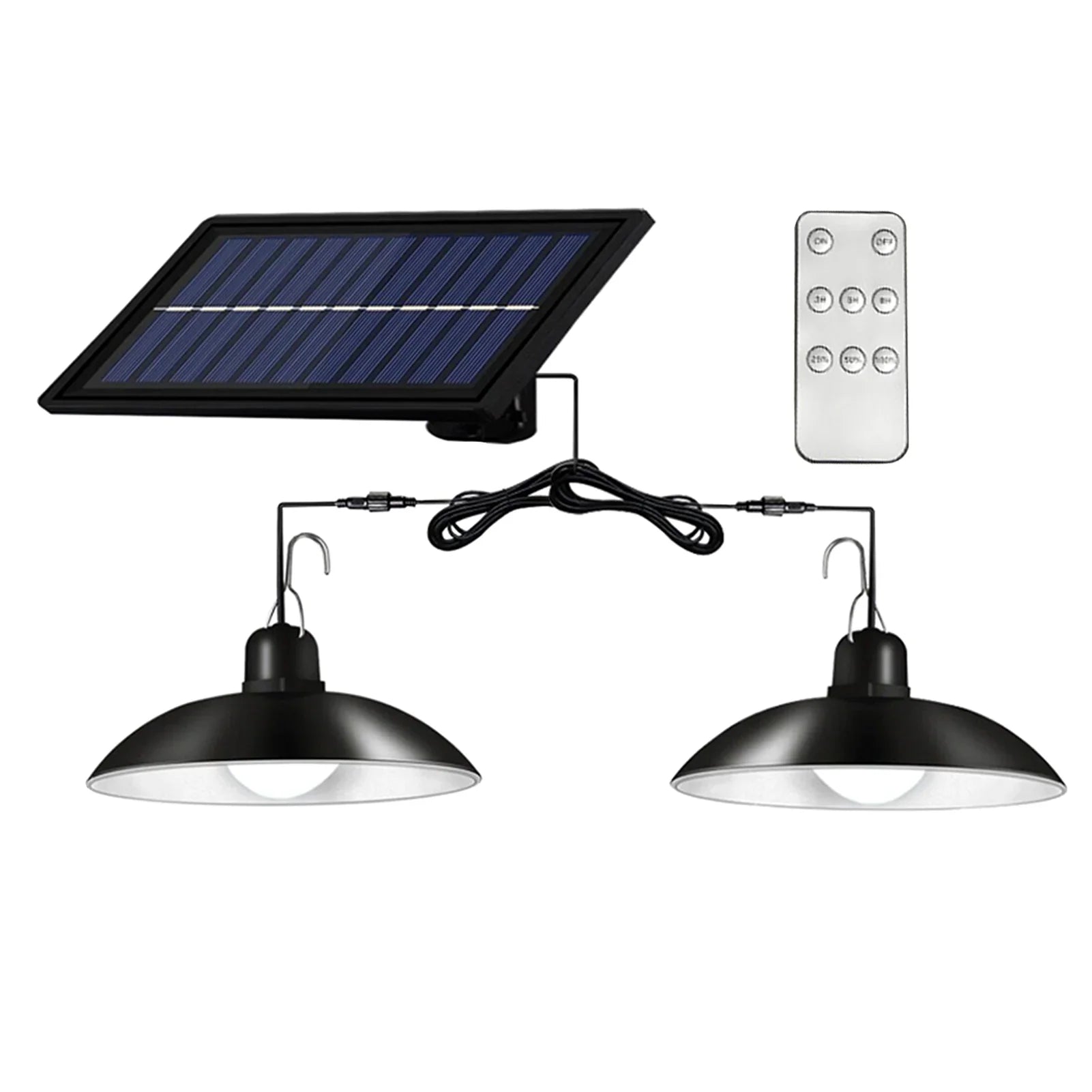 Set 2 Lampi solare suspendate cu 2 becuri LED, telecomanda, 50W