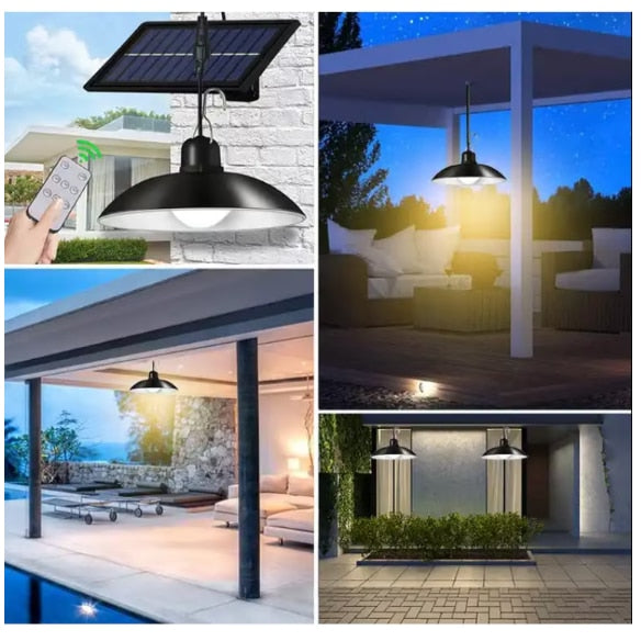 Set 2 Lampi solare suspendate cu 2 becuri LED, telecomanda, 50W