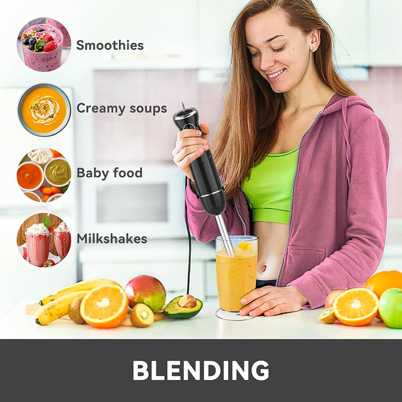 Set blender de mâna Hoffmans 5 in 1, 800W cu 9 viteze și funcție turbo