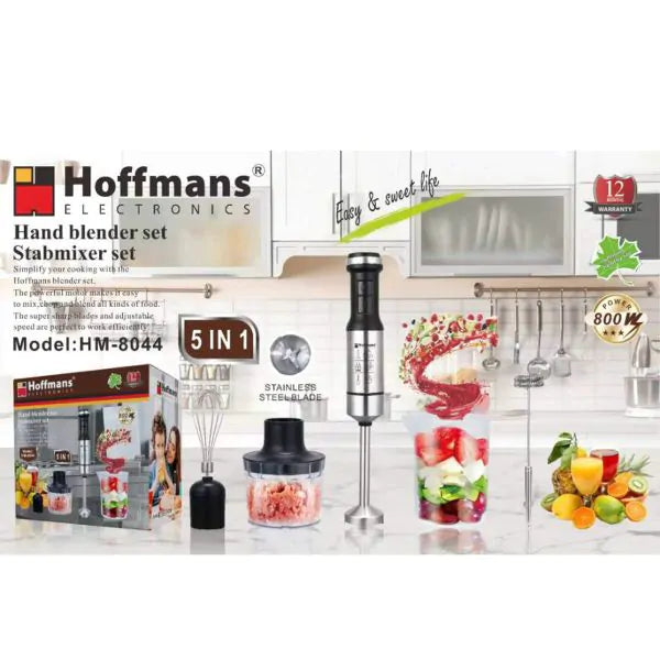 Set blender de mâna Hoffmans 5 in 1, 800W cu 9 viteze și funcție turbo