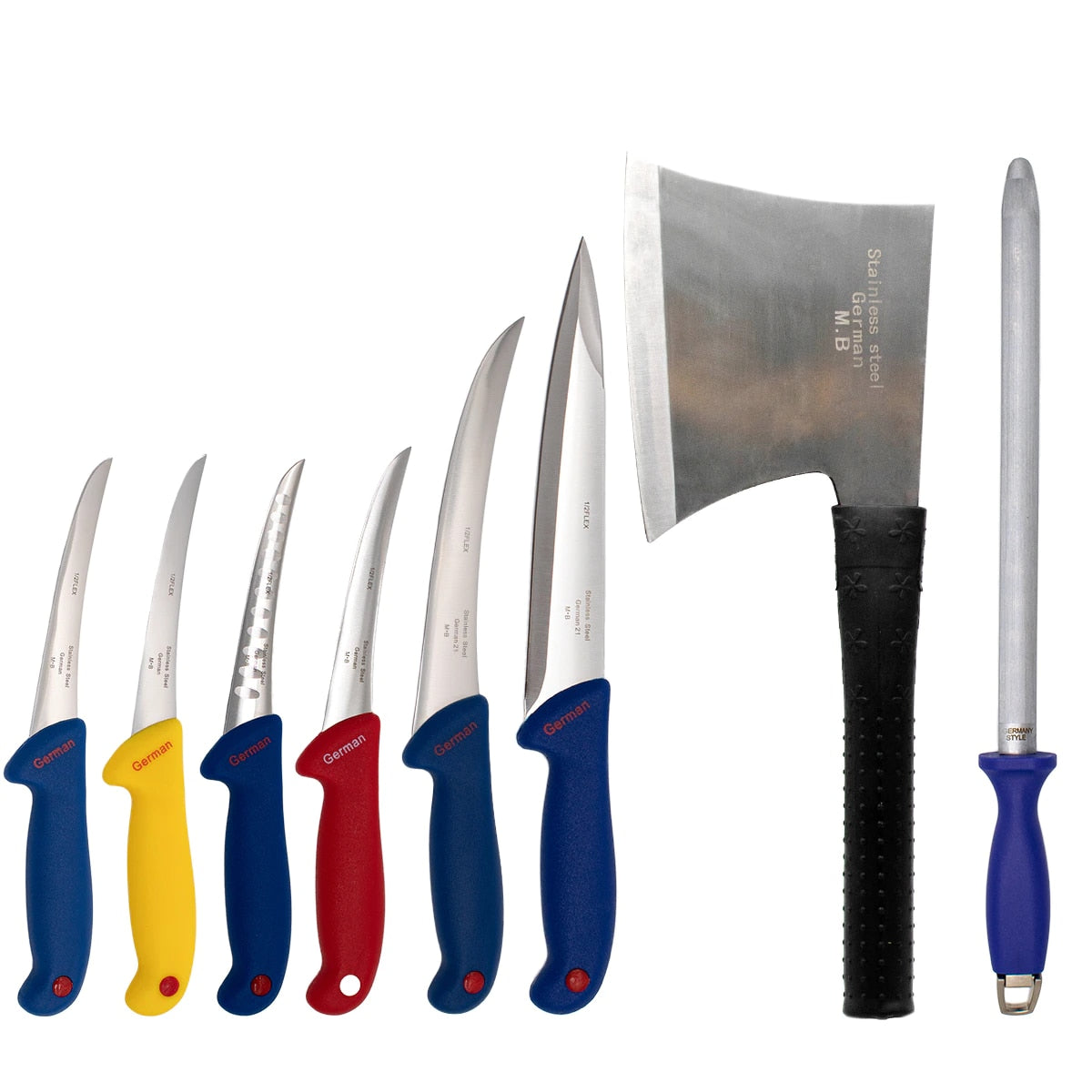 Set macelarie format din 8 piese, 6 cutite, 1 masat magnetic, 1 satar pentru spart oase