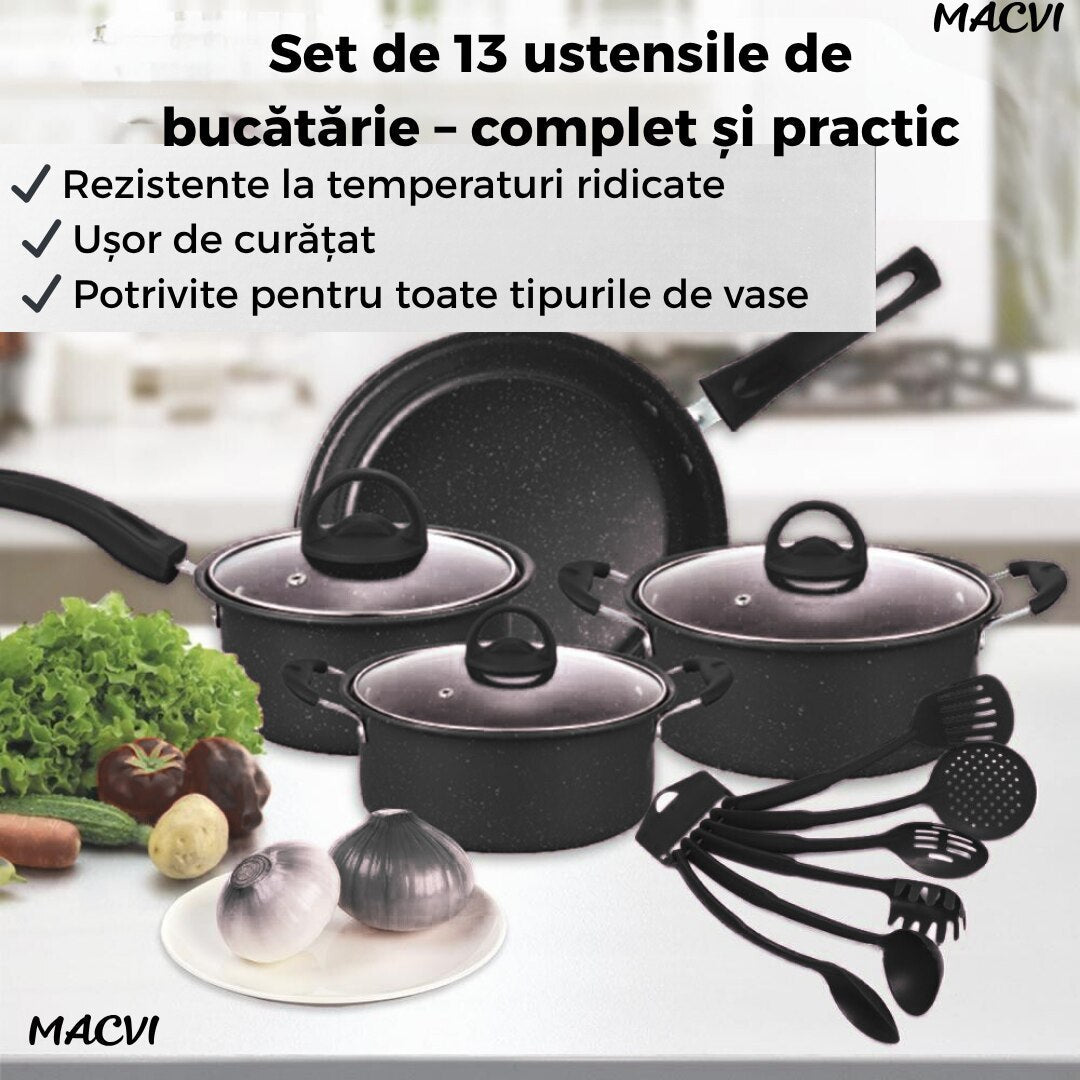 Set oale si ustensile bucatarie pentru gatit, 13 piese